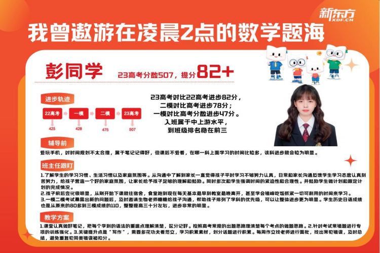 广州新东方培训学校23届高考全日制优秀学员